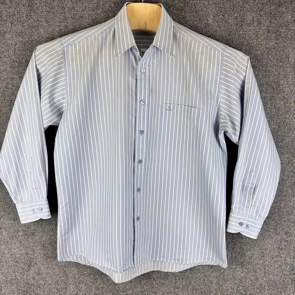 Galaxy Executive Mens 105-4 L/XL Blue White Stripe Dress Shirt Korean 23.6x30.25